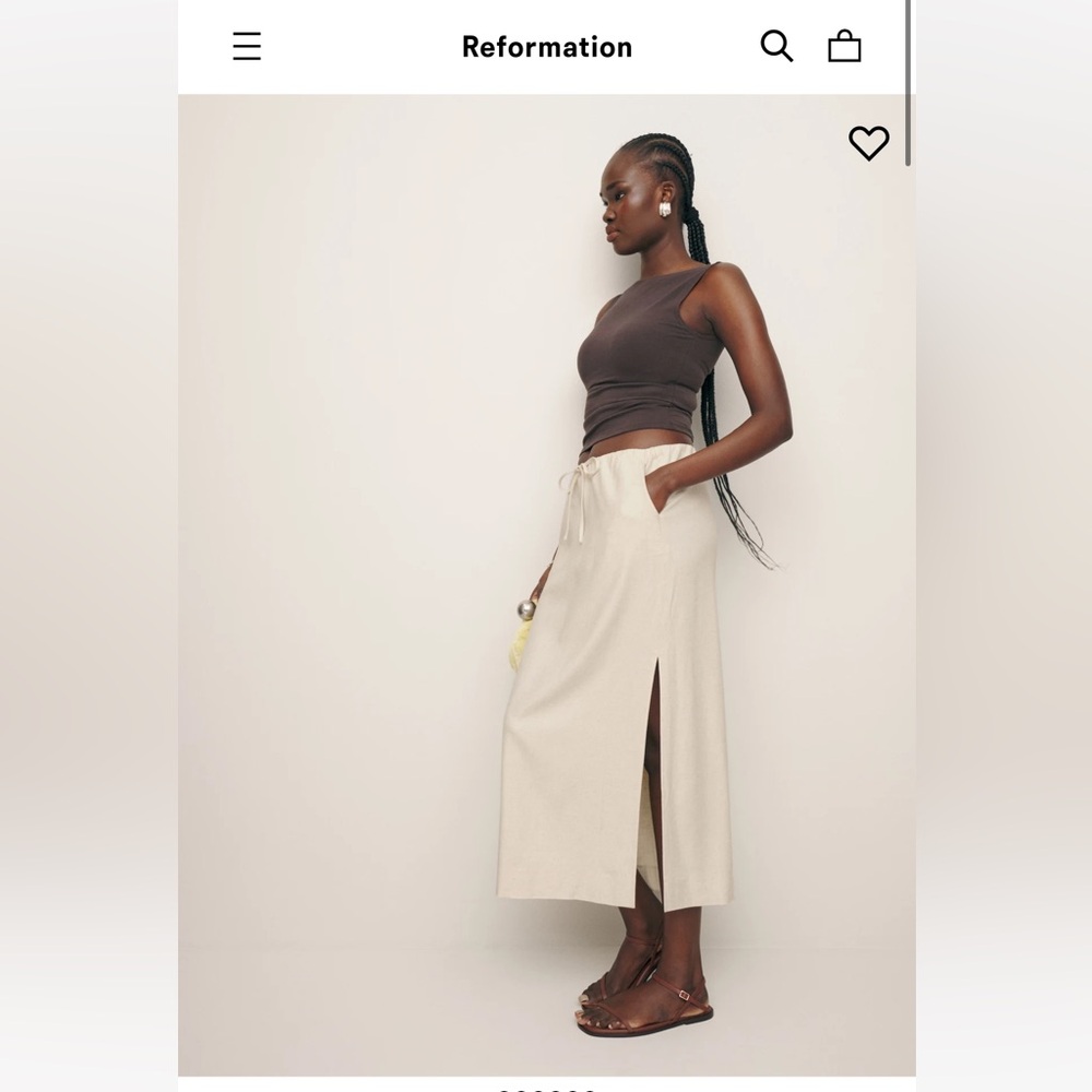 Reformation Elsa Linen Skirt (Size S)